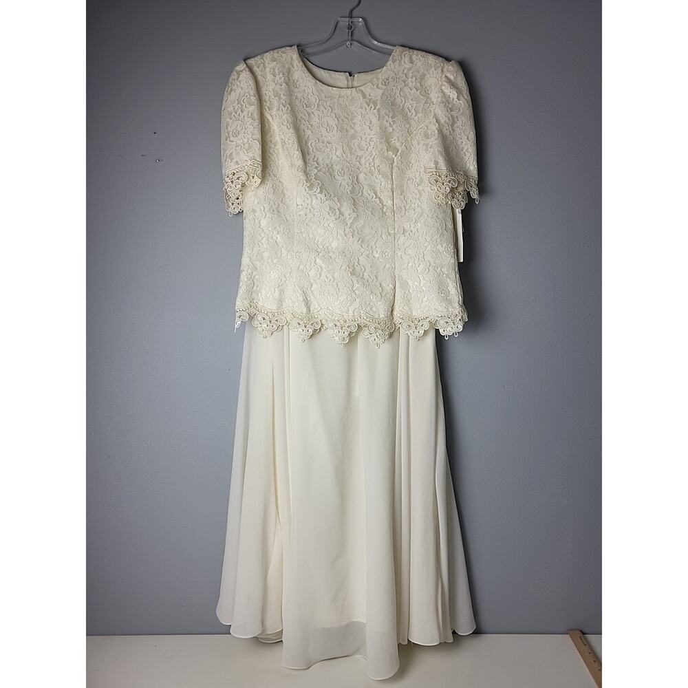 NWT Vintage Jessica McClintock‎ 2 Piece Formal Size 12 Cream Crochet Lace Y2K